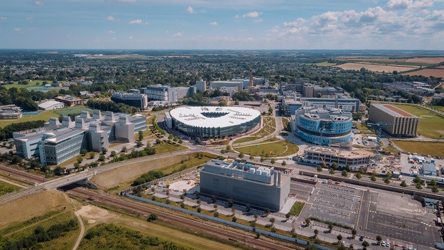 Aerial shot of Cambridge campus