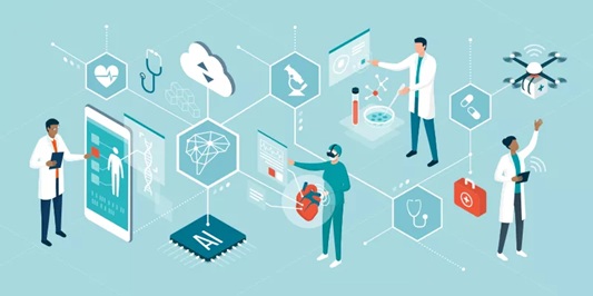 Doctors with technology