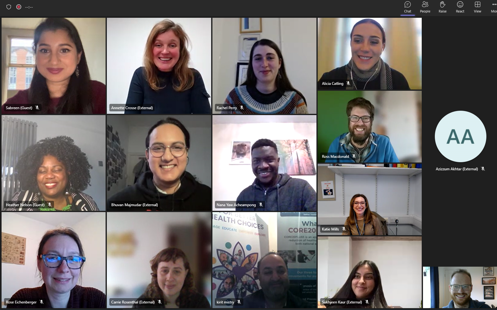Screenshot of Microsoft Teams call during workshop containing 15 people's profile picture Screenshot of Microsoft Teams call during workshop containing 15 people's profile picture