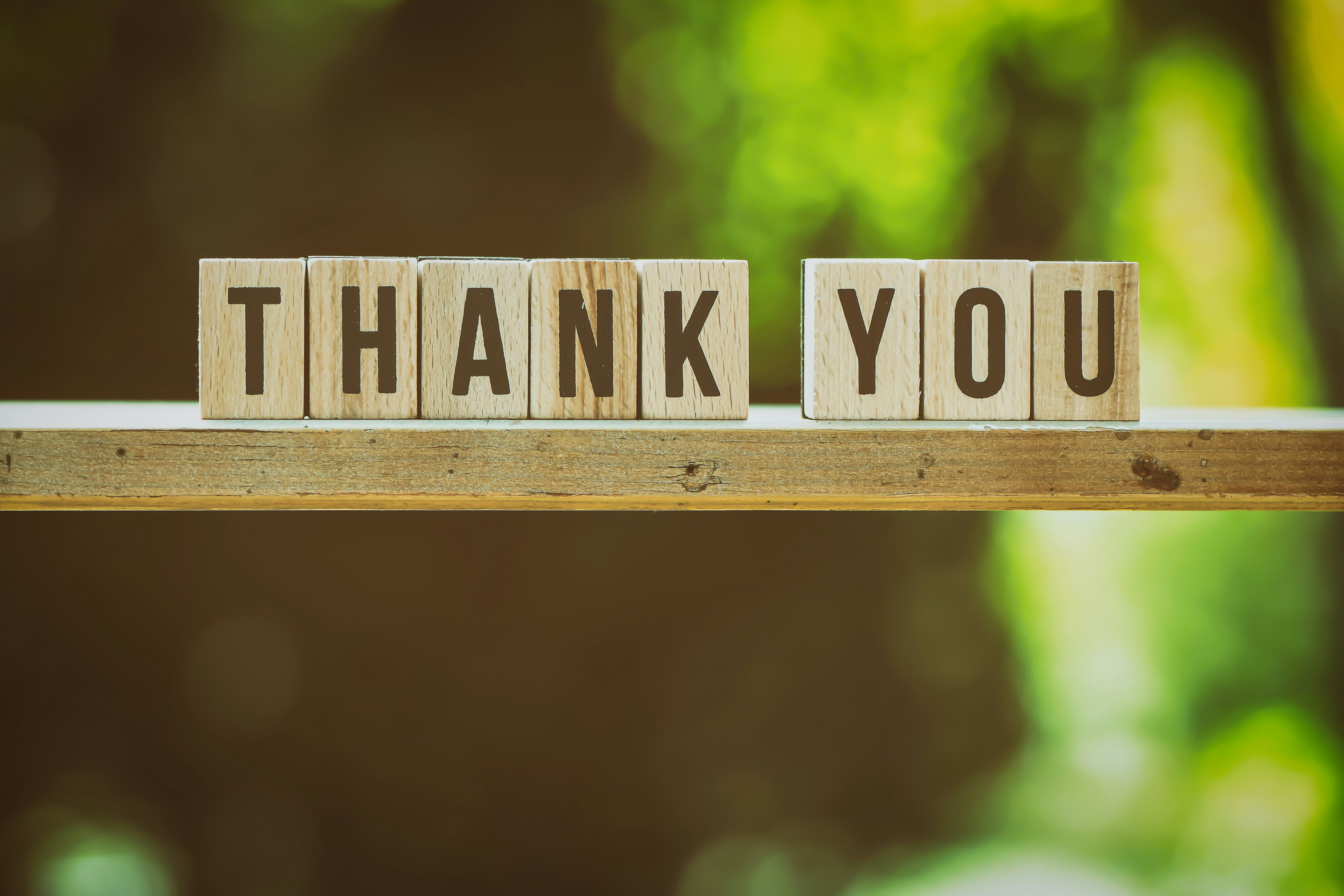 Sign saying thank you