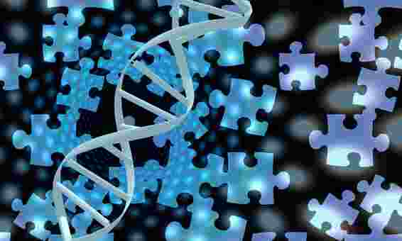 Representation of DNA jigsaw puzzle to illustrate genetic research