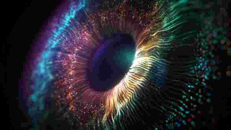 Representation of eye, iris and digital waves