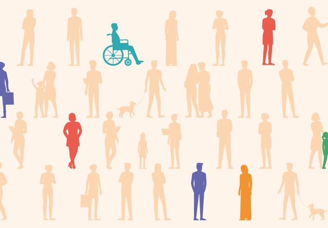 Illustred people with a number highlighted to suggest those who have a rare disease